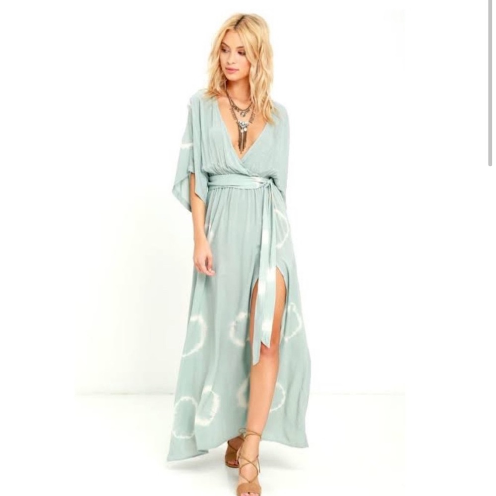 Long Live Love Sage Green Tie-Dye Maxi Dress